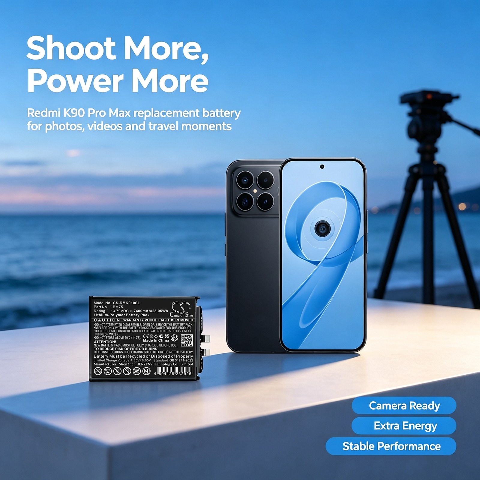 Batteri til mobiltelefon, smarttelefon for Redmi K90 Pro Max