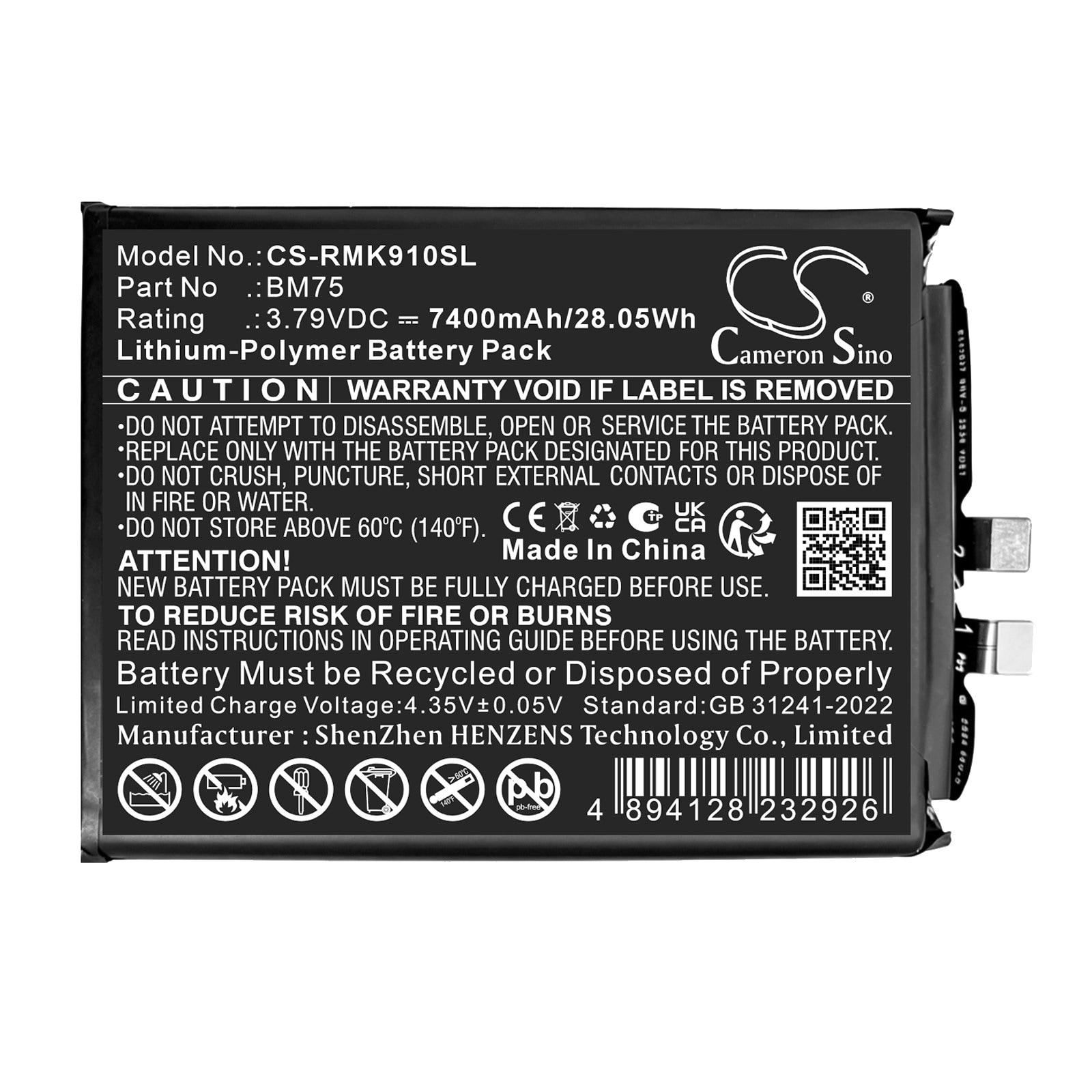 Batteri til mobiltelefon, smarttelefon for Redmi K90 Pro Max