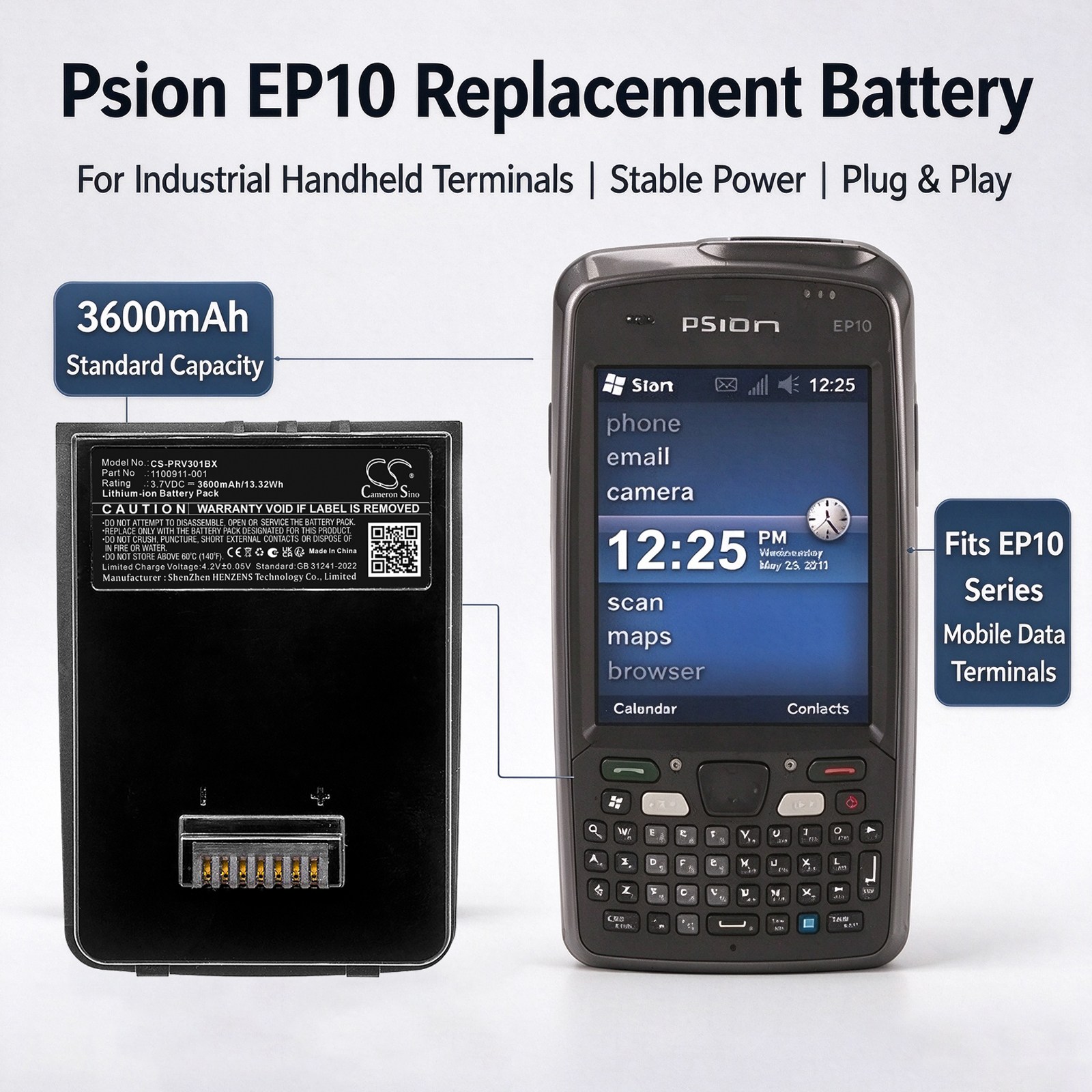 Batteri til strekkodeleser for Leica Zeno 5, Zeno 5 Rugged