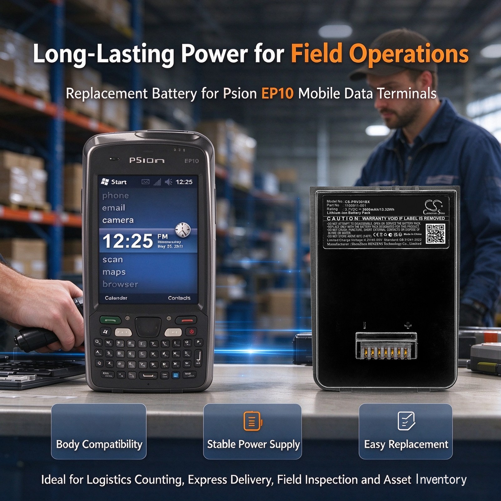 Batteri til strekkodeleser for Leica Zeno 5, Zeno 5 Rugged