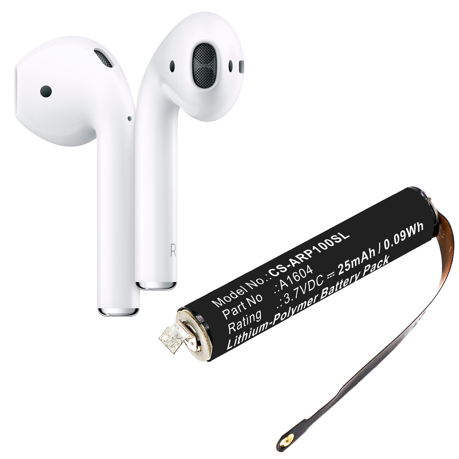 Batteri til trådløst headset for Apple AirPods, AirPods 2, A1523 m.fl.