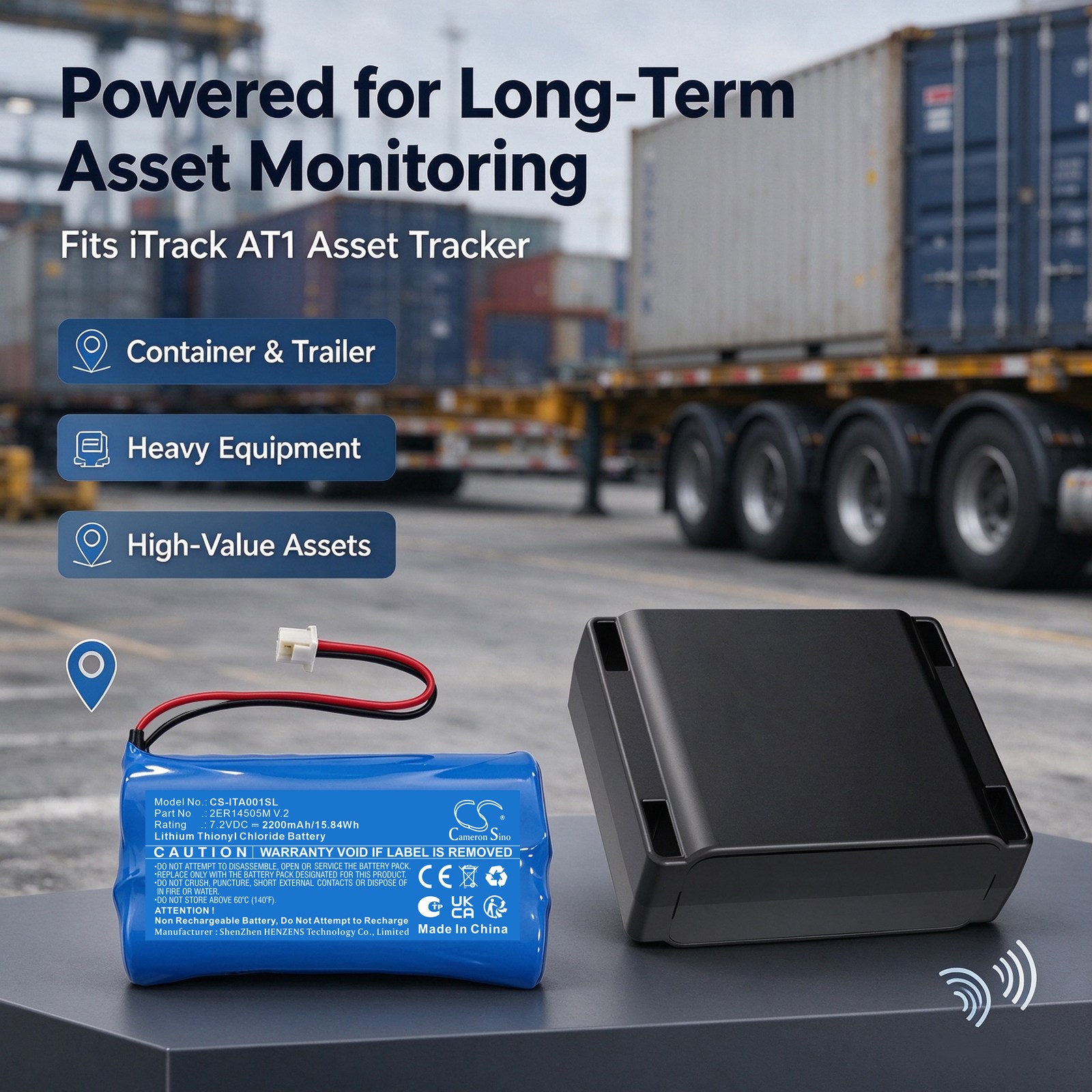 Batteri til kartlegging og testing, utstyr til iTrack AT1 Asset Tracker