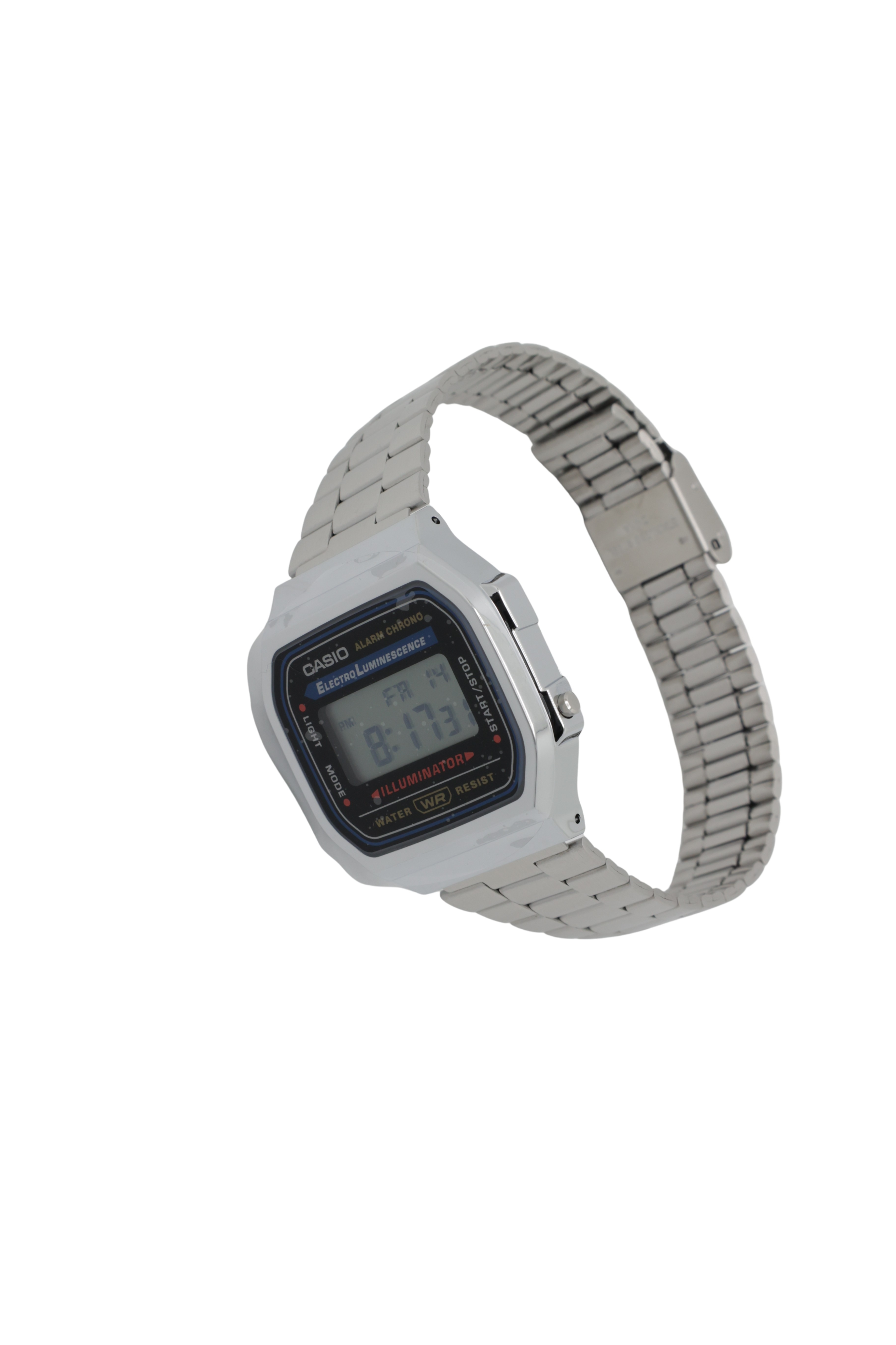sølv, Casio A168WA Unisex digitalklokke med armbånd i rustfritt stål