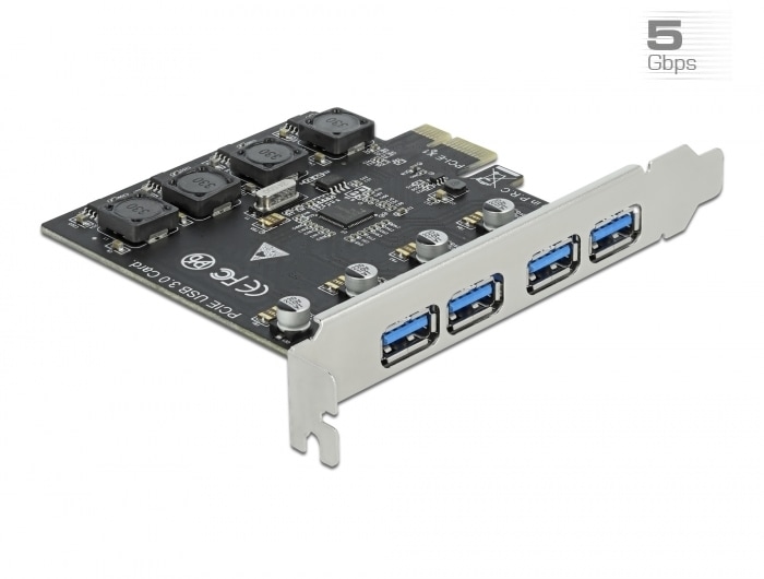 Delock PCI Express x1-kort for 4 x ekstern USB Type A-kontakt SuperSpeed USB