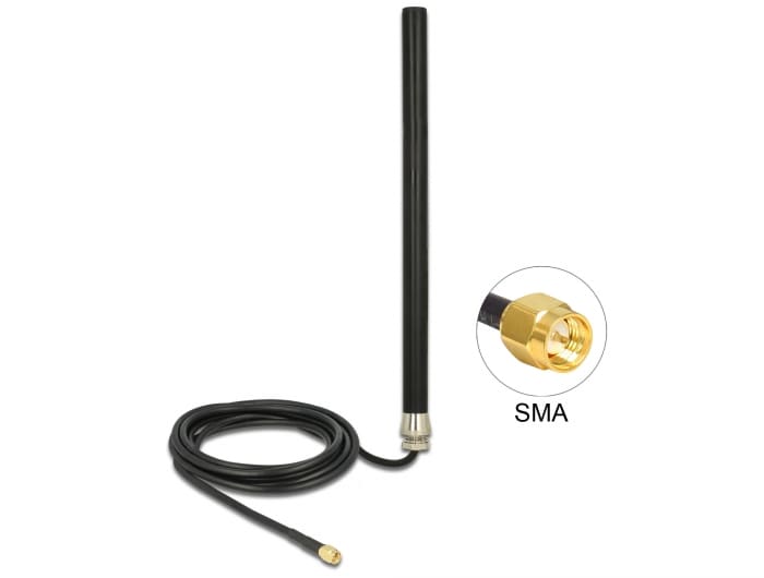 Delock-antenne LTE UMTS GSM SMA 3 dBi omni stiv 3 m svart utendørs