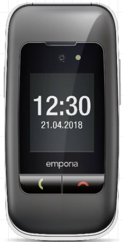 spacegrey/sølv, 2G, (V3), Emporia emporiaONE (V200), vippemobiltelefon med store knapper