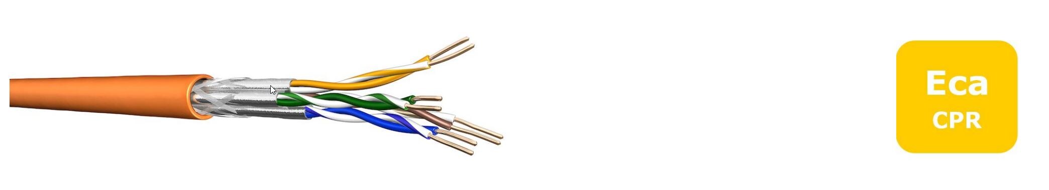 Cat 7, Draka installasjonskabel UC900 HS23, PiMF, oransje, 50 m ring, S/FTP