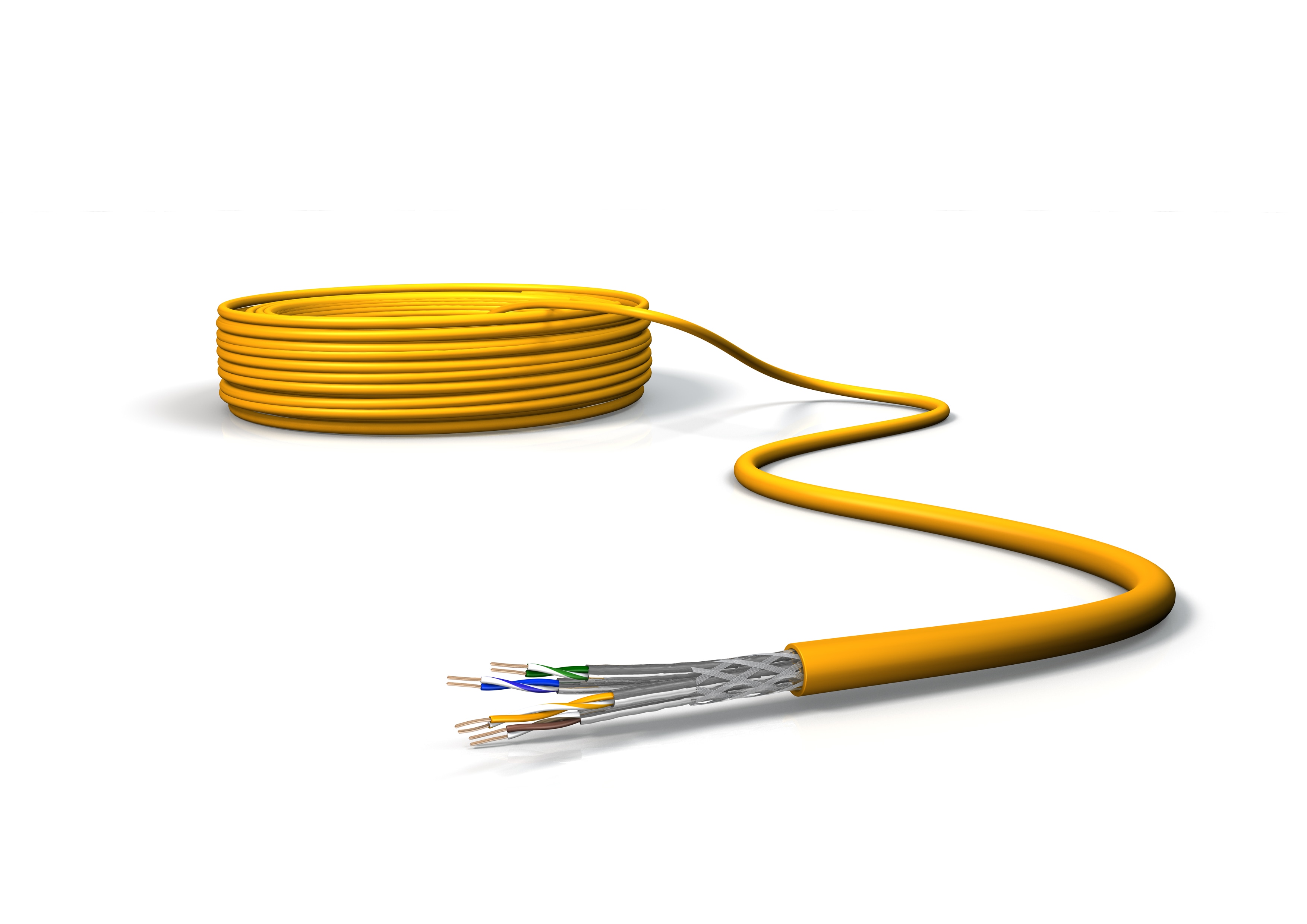 Cat 7A, PiMF, oransje, Draka installasjonskabel UC1500 HS22, 100 m ring, S/FTP