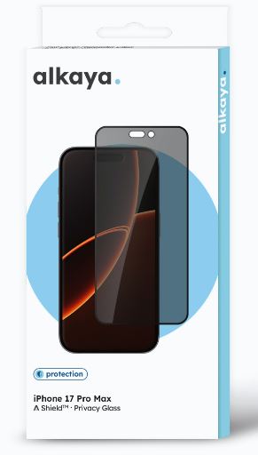 alkaya A Shield skjermbeskyttelsesglass 3D Fullt deksel, personvern iPhone 17Pro Max, svart