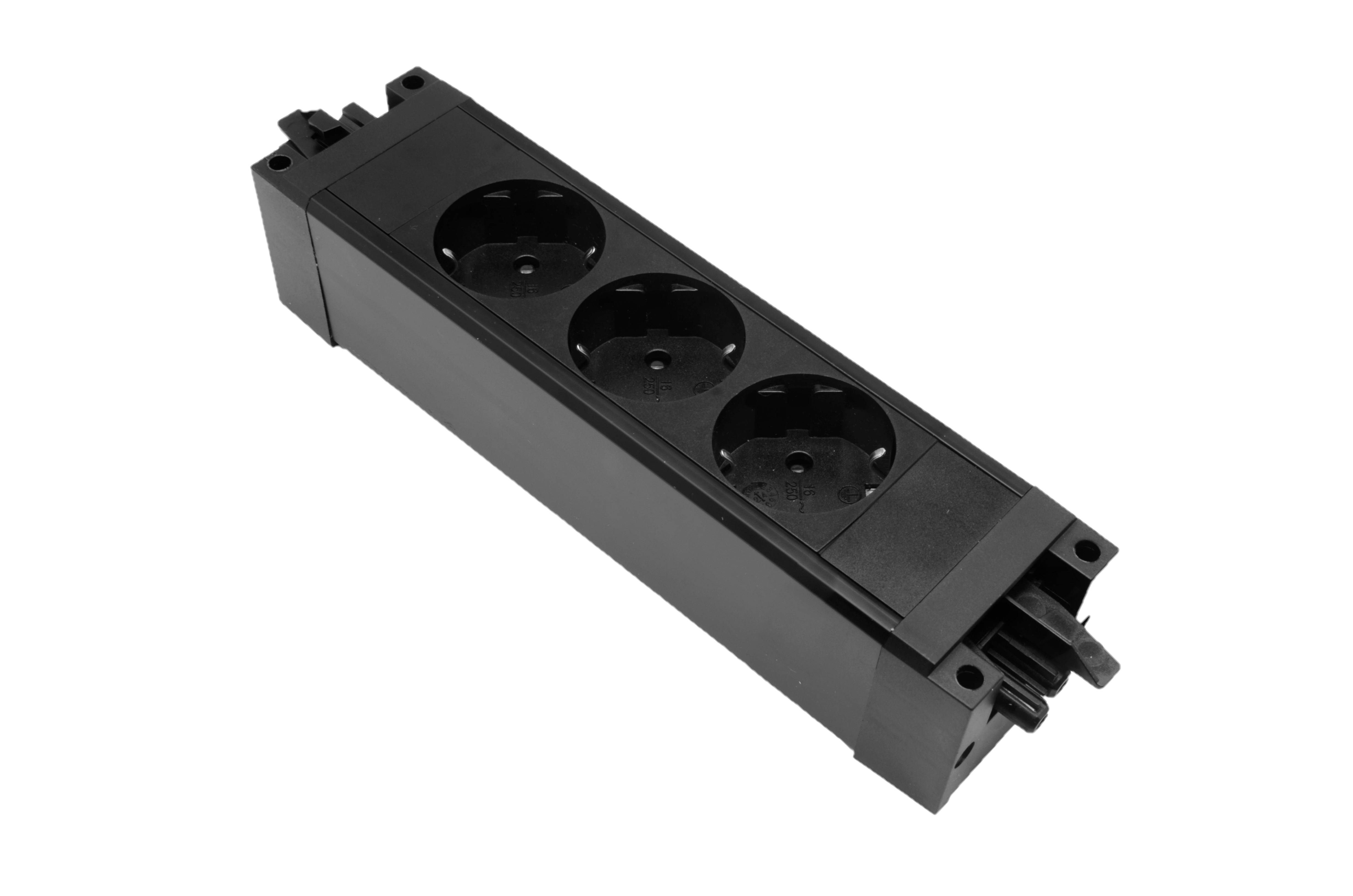helos stikkontaktlist GST18 kompatibel 3-veis CEE7/3 svart