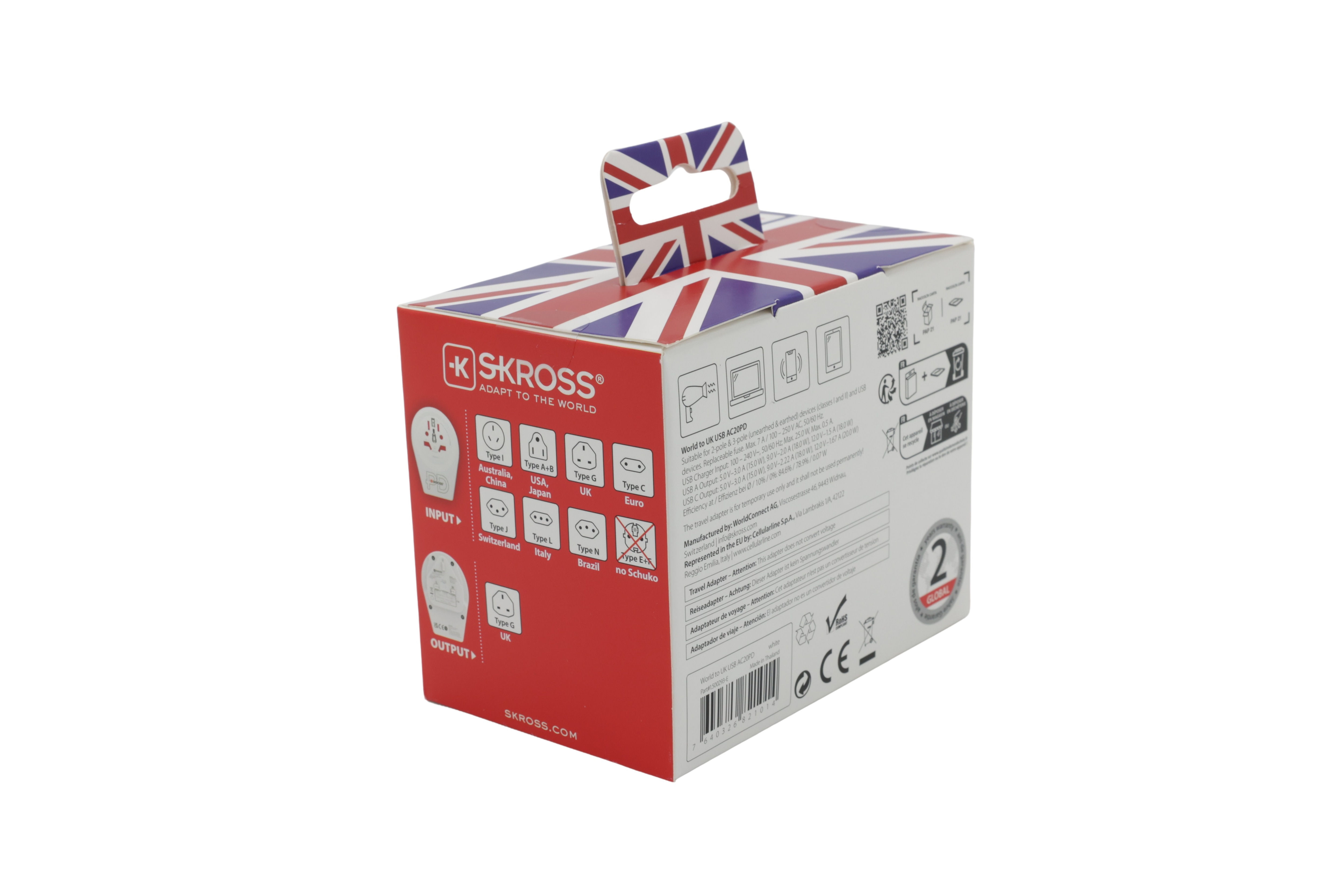 SKROSS World til Storbritannia USB AC20PD