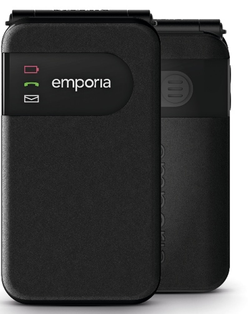 Emporia emporiaSIMPLICITYglam (V227), LTE/4G, (V3), flip-mobiltelefon med store knapper, svart