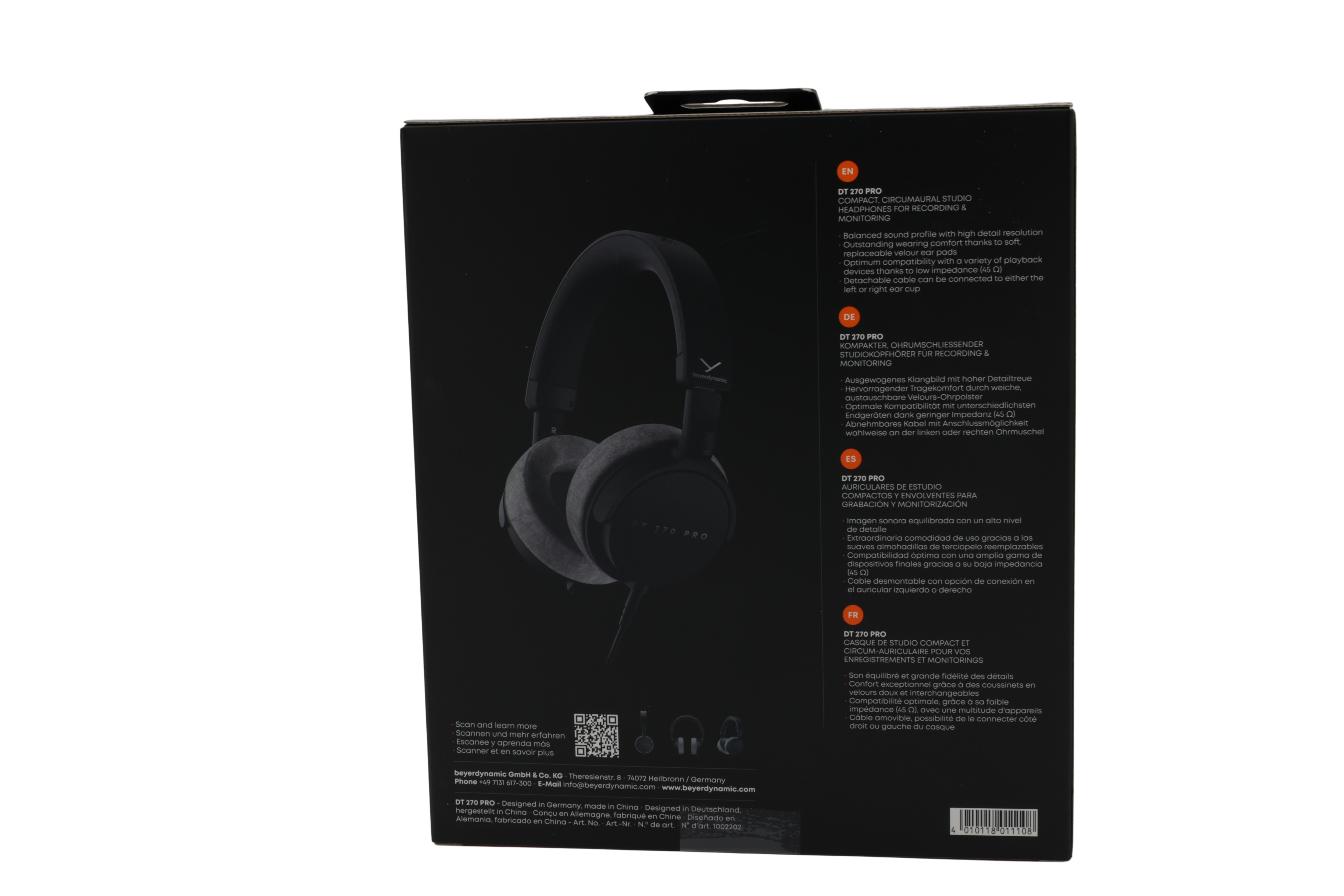 beyerdynamic DT 270 PRO kompakte studiohodetelefoner, svart