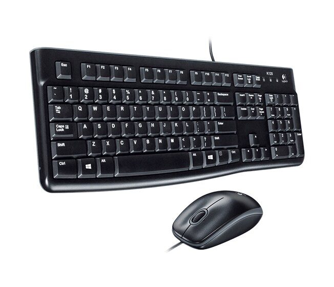 Logitech MK120 - Tastatur og mus - kablet EN - svart