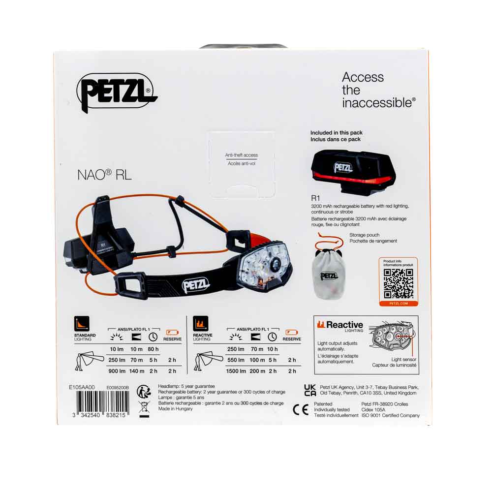 Petzl E105AA00 Nao RL hodelykt svart