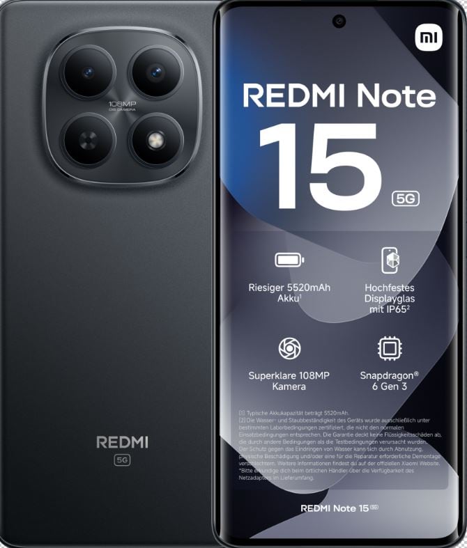 Xiaomi Redmi Note 15 5G 256 GB svart