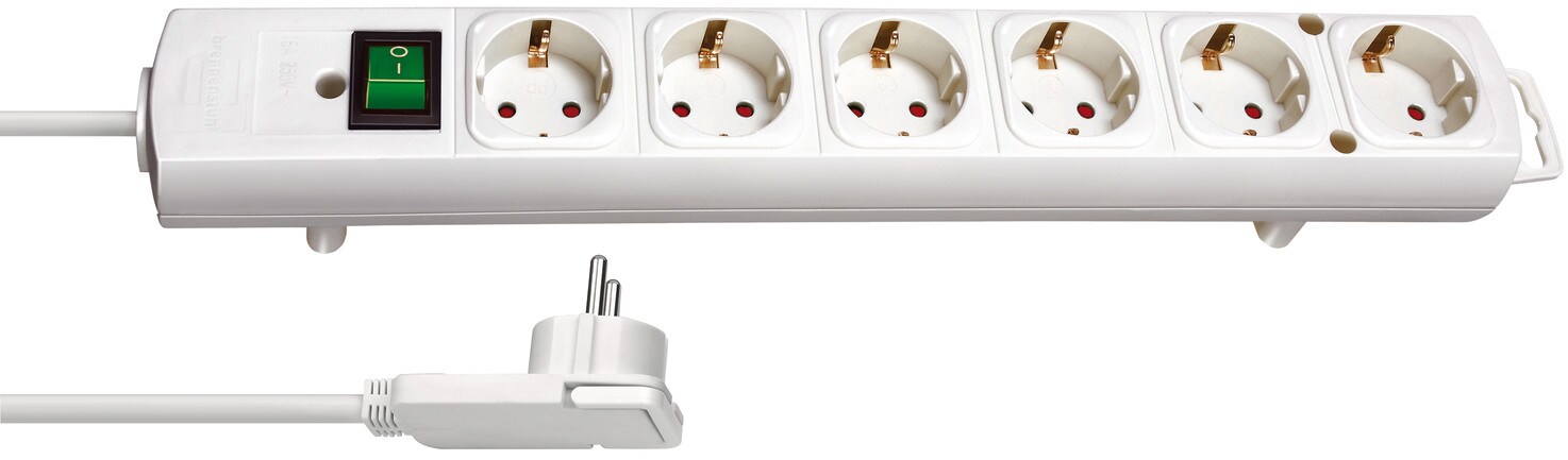 Brennenstuhl Comfort-Line Plus stikkontaktlist 6-veis med flatplugg hvit 2m