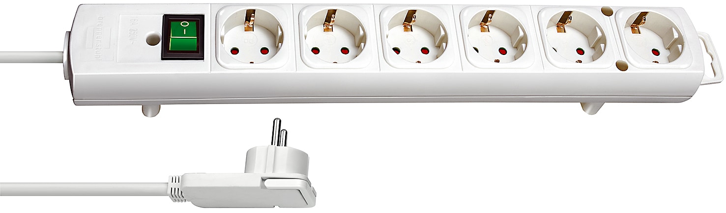 Brennenstuhl Comfort-Line Plus stikkontaktlist 6-veis med flatplugg hvit 2m