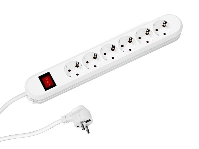 Bachmann stikkontaktlist SMART 6-veis, hvit 5,0 m, med bryter