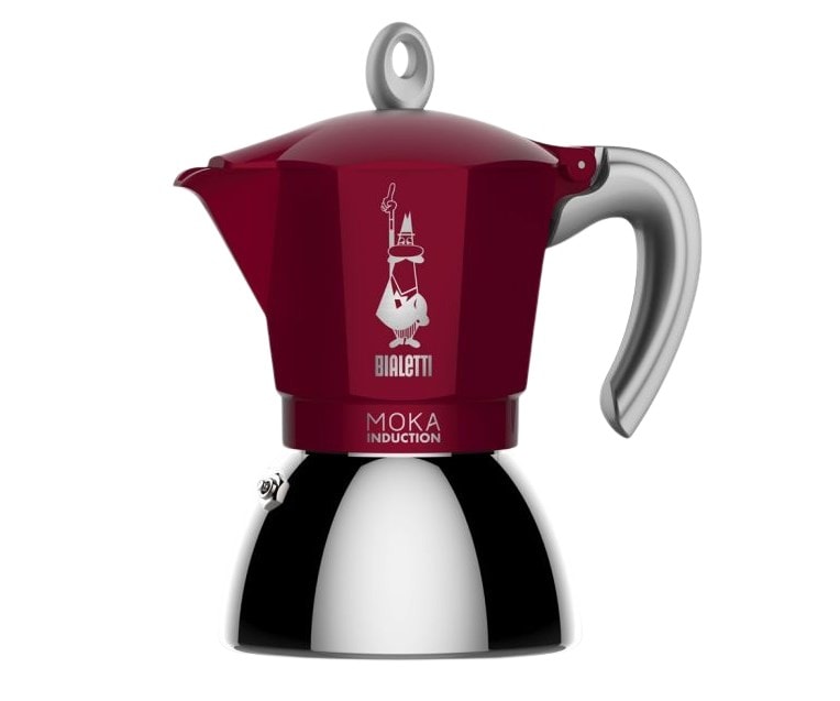 Bialetti Moka induksjon, rød, espressomaskin for 4 kopper