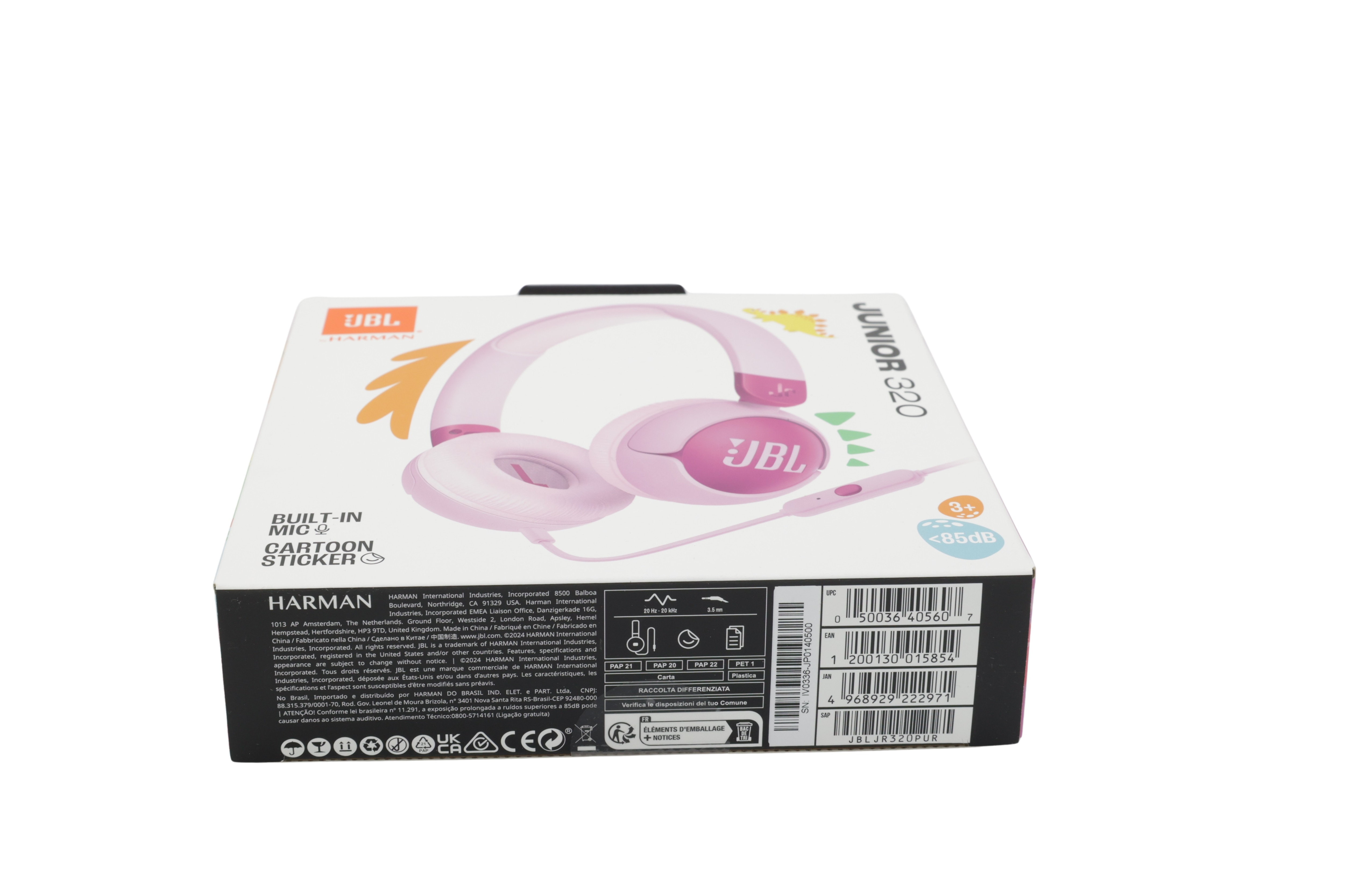 JBL Junior 320 on-ear-hodetelefoner med kabel og mikrofon for barn, lilla