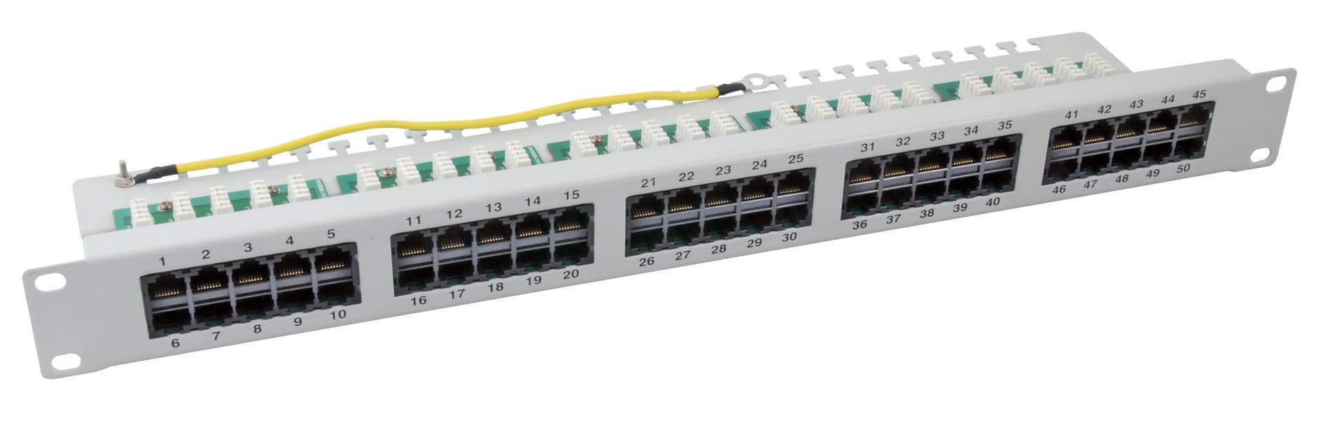 "Ecolan patchpanel Cat 3 ISDN 19"" 1U 50 port RJ45 8/4 lys grå RAL7035"
