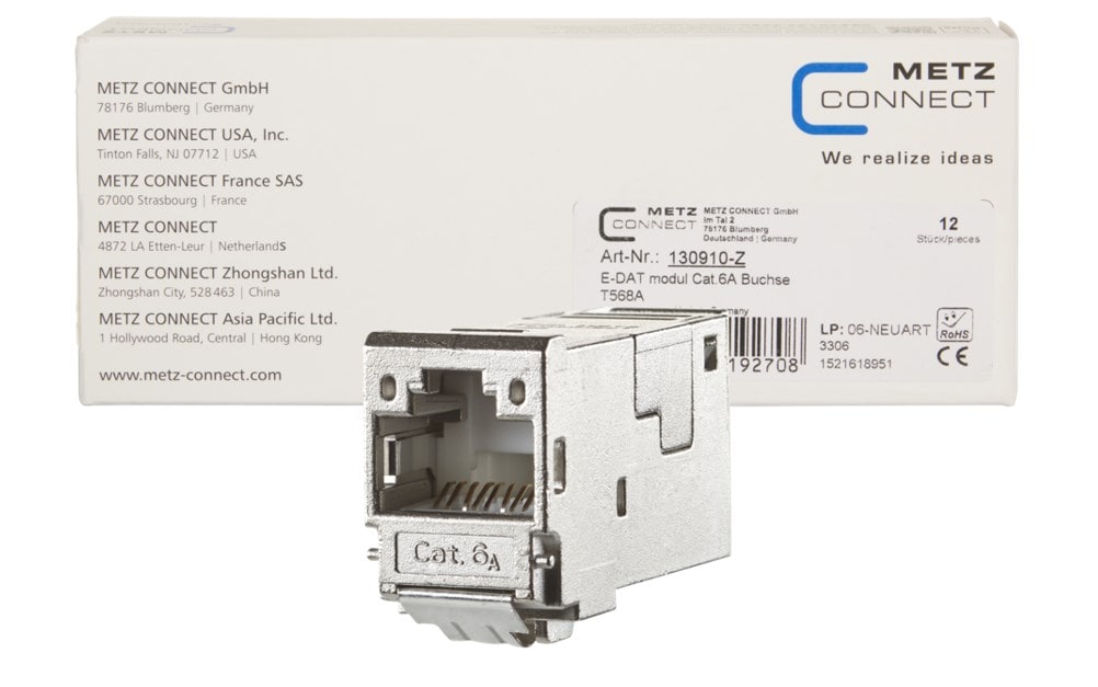METZ CONNECT E-DAT-modul Cat.6A 8(8) stikkontakt, 12 stk