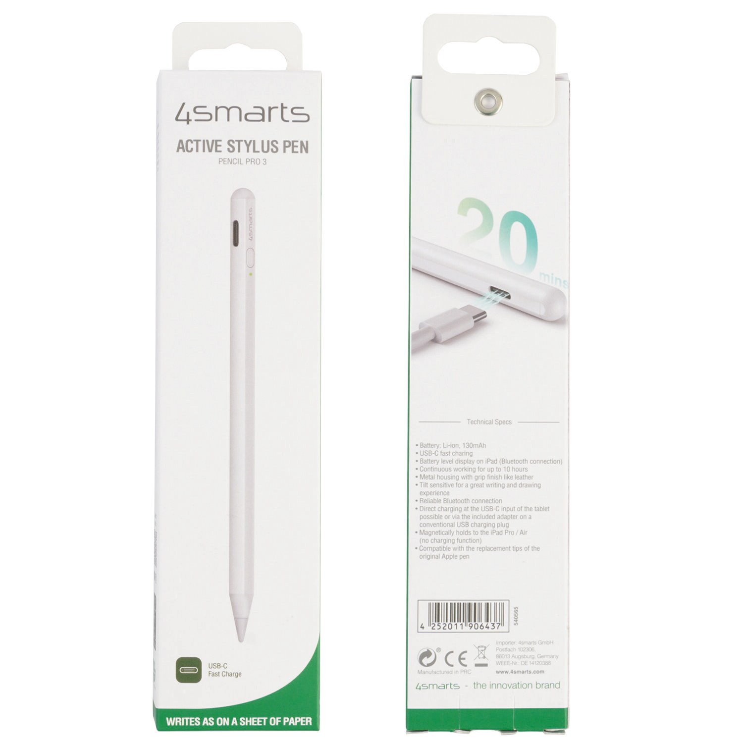 4smarts Active stylus Pencil Pro 3 hvit
