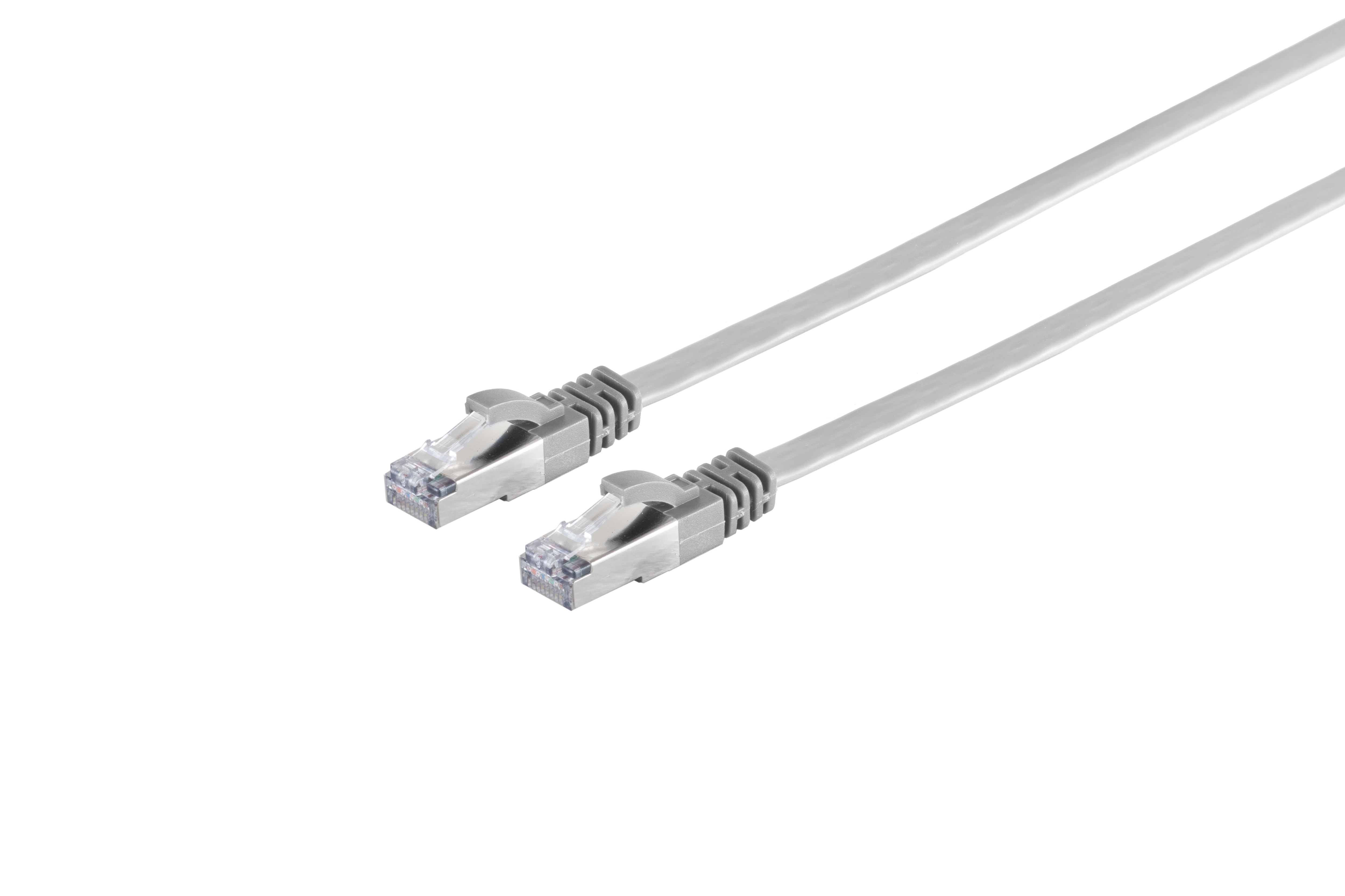 S-conn patchkabel flatkabel, flat U/FTP CAT 7 råkabel, slank, 5,0 m, grå