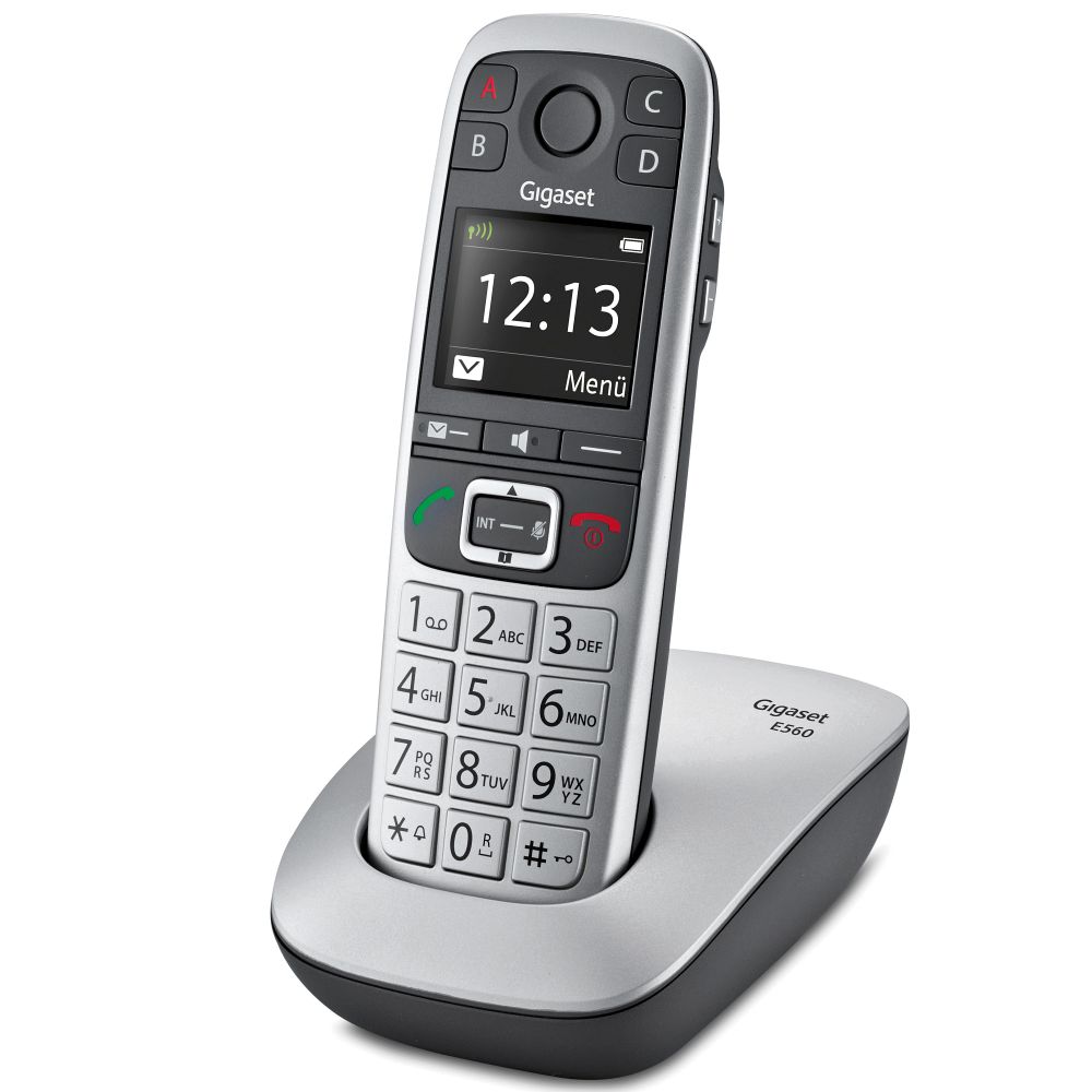 Gigaset E560 trådløs telefon med store knapper - platina