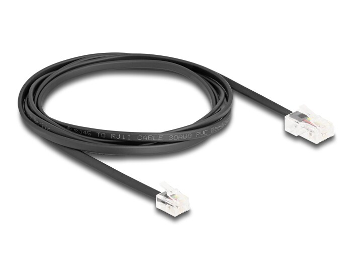Delock telefonkabel RJ45-plugg til RJ11-plugg svart 2 m