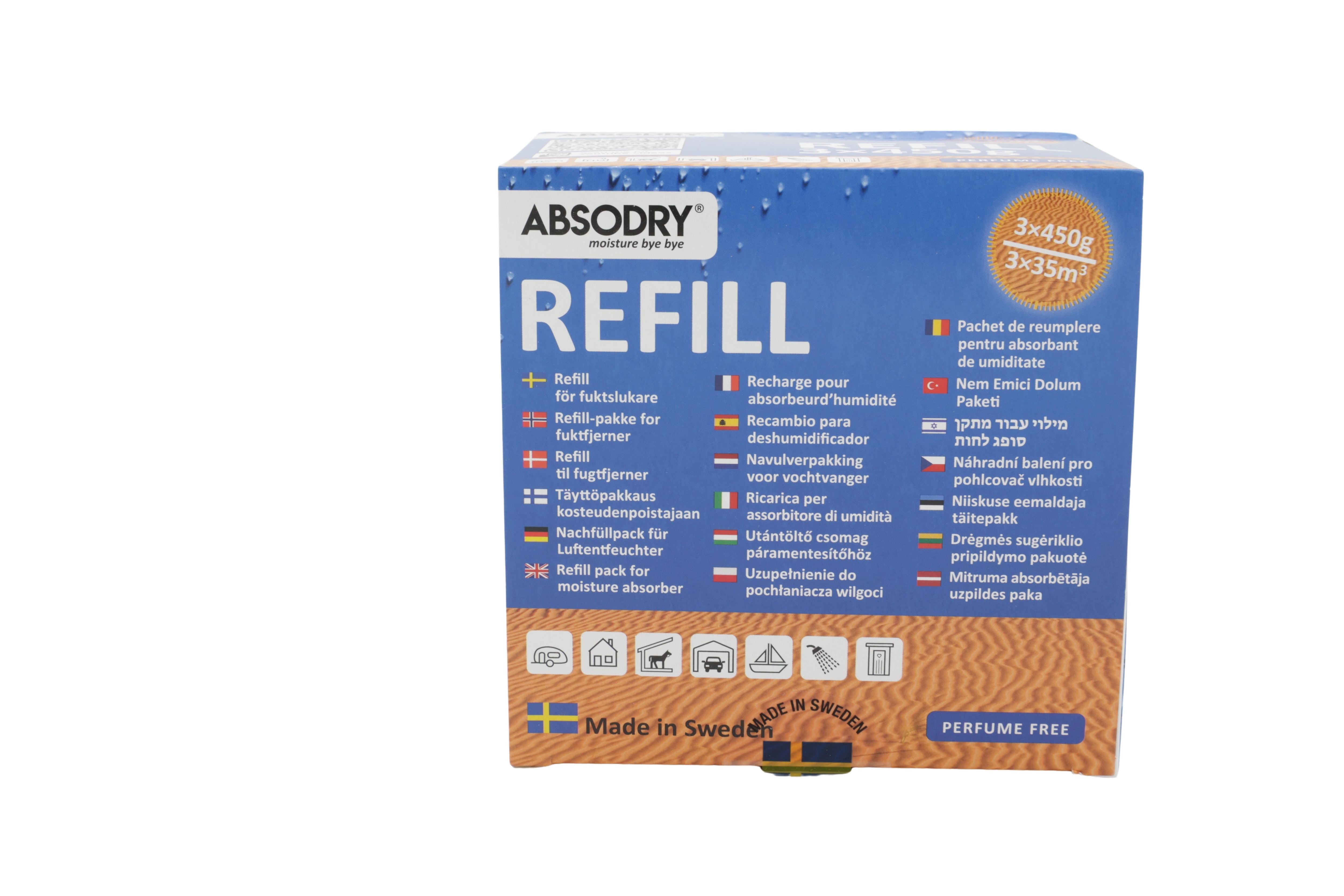 Absodry refillposer 3x 450 g, i eske