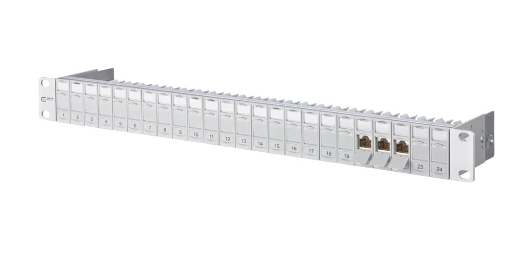 METZ CONNECT E-DAT-modul 24x8(8) 1U patchpanel Cat.6A, lysegrå