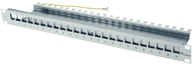 "Telegärtner AMJ-S 19"" Modulstativ / patchpanel 24 port uutstyrt, lys grå"