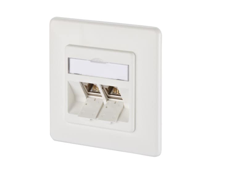 METZ CONNECT E-DAT-modul 2-port flush Cat.6A, ren hvit