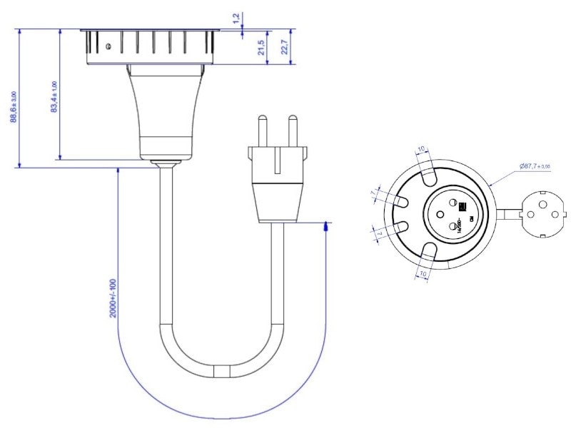Bachmann LOOP IN OUTDOOR stikkontakt med 4x kabelinnføring, svart (938.002)