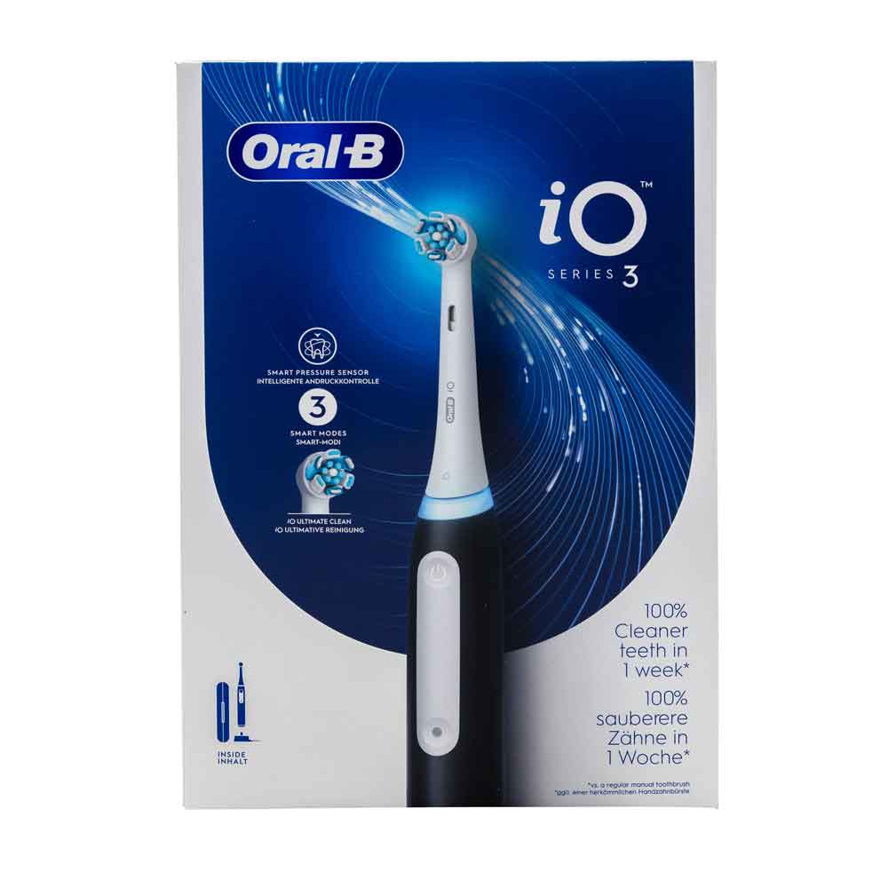 Braun Oral-B iO Series 3 Matt Black elektrisk tannbørste med reiseetui