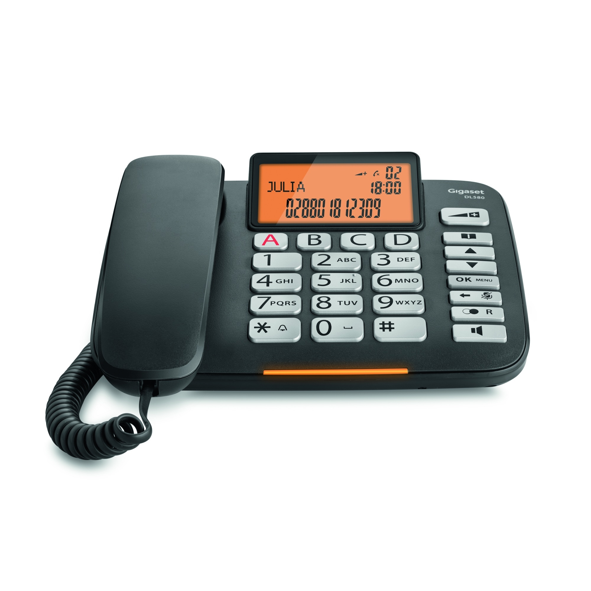 Gigaset DL580-telefon med store knapper - svart
