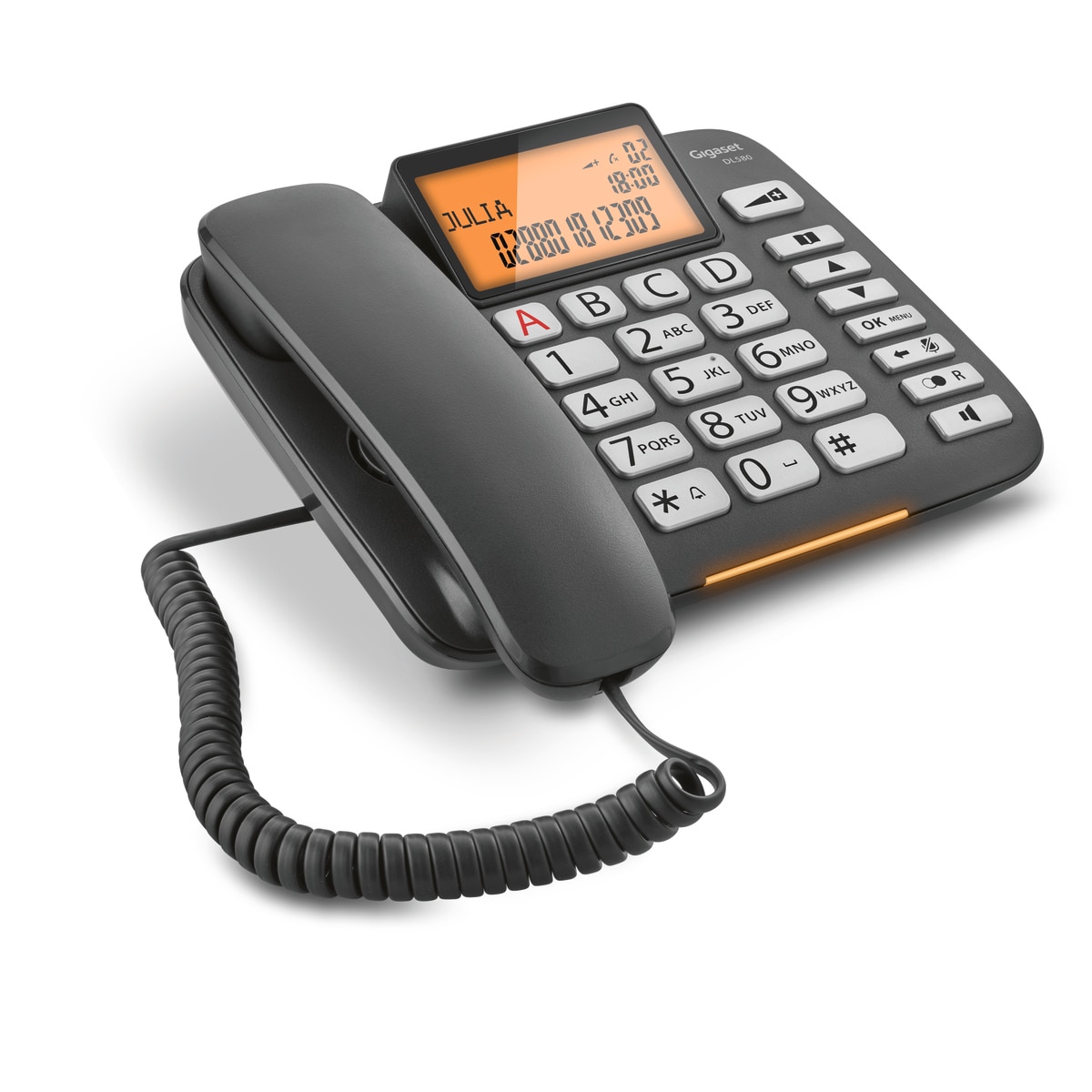 Gigaset DL580-telefon med store knapper - svart