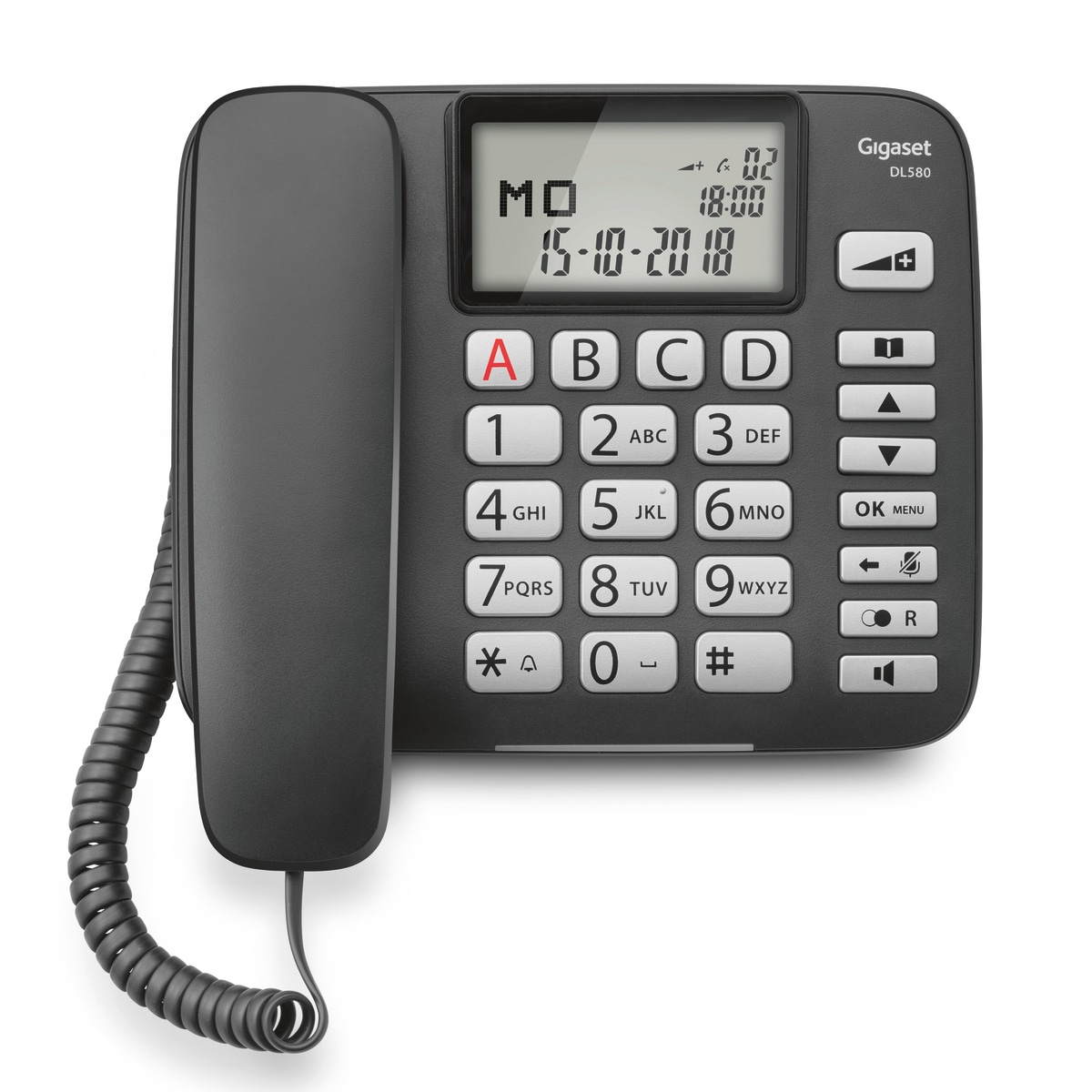 Gigaset DL580-telefon med store knapper - svart