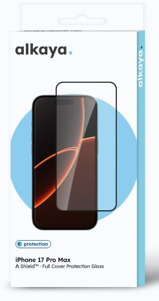 alkaya A Shield skjermbeskytter Glass 3D Fullt deksel,iPhone 17Pro Max, gjennomsiktig