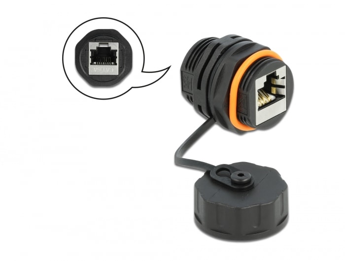 Delock-kabelkontakt RJ45 hunn til RJ45 hunn Cat.6A med tetningshette