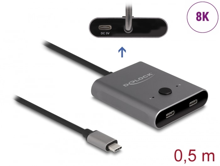 Delock USB 10 Gbps USB Type-C-bryter 2 til 1 toveis 8K