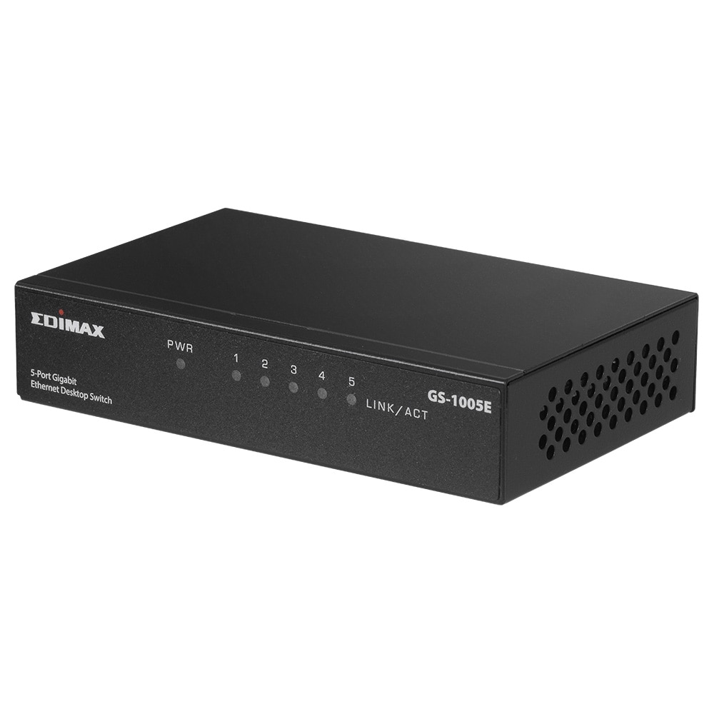 Edimax GS-1005E Gigabit Ethernet-switch med 5 porter for skrivebordet, metallkabinett