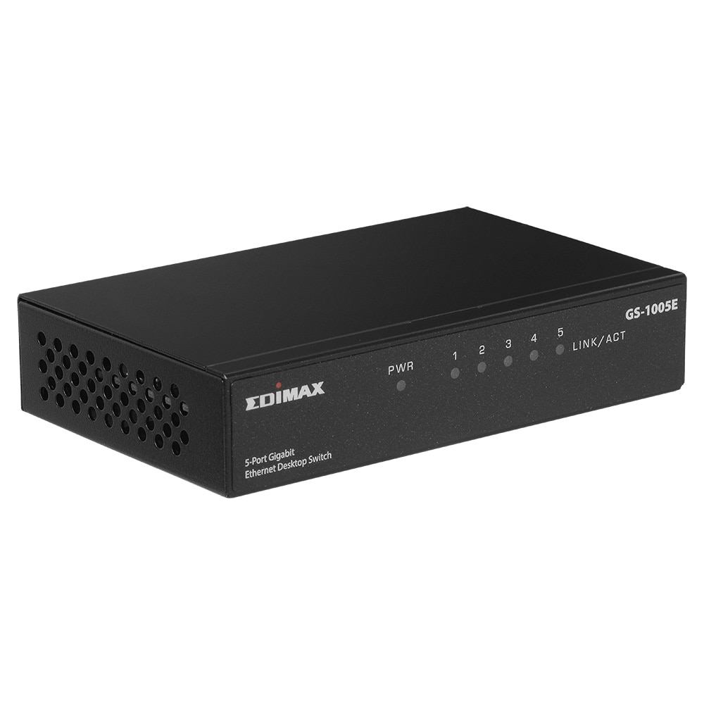 Edimax GS-1005E Gigabit Ethernet-switch med 5 porter for skrivebordet, metallkabinett