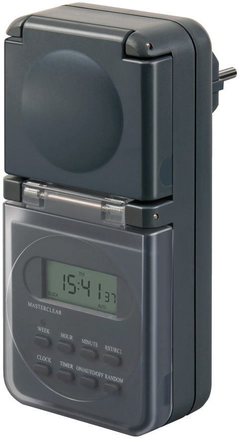 Brennenstuhl digital ukeklokke IP44, LCD-display, antrasitt