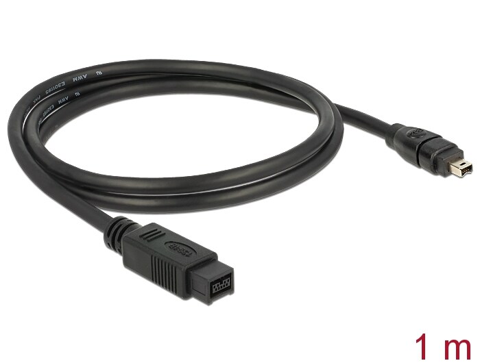 Delock FireWire-kabel 9-pinners hann til 4-pinners hann, 1 m
