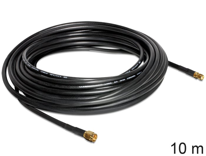 Delock antennekabel SMA hann til SMA hunn CFD200 10 m (lavt tap)