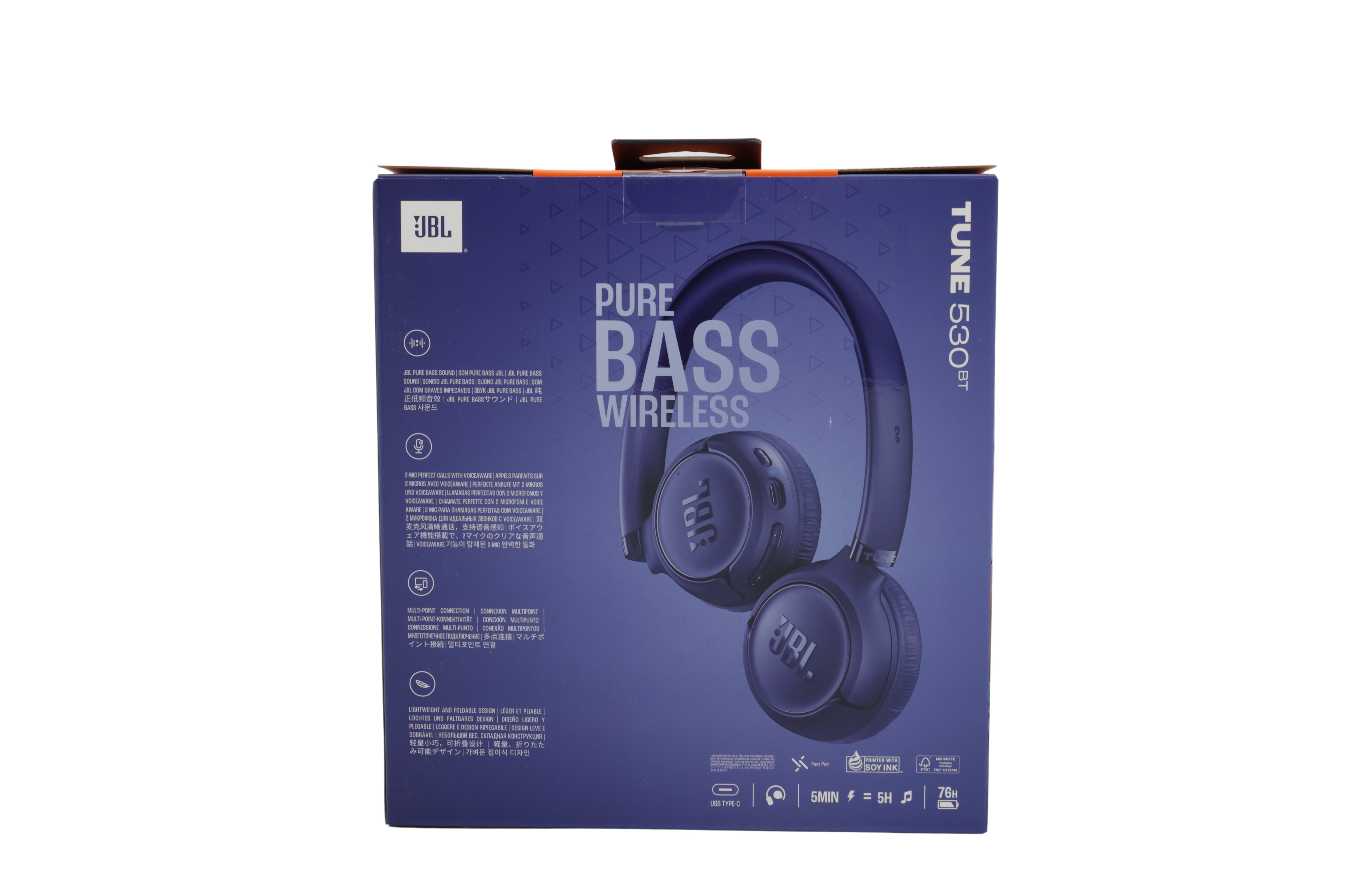 JBL JBLT530BTBLU Tune 530 BT On-Ear-hodetelefoner, blå
