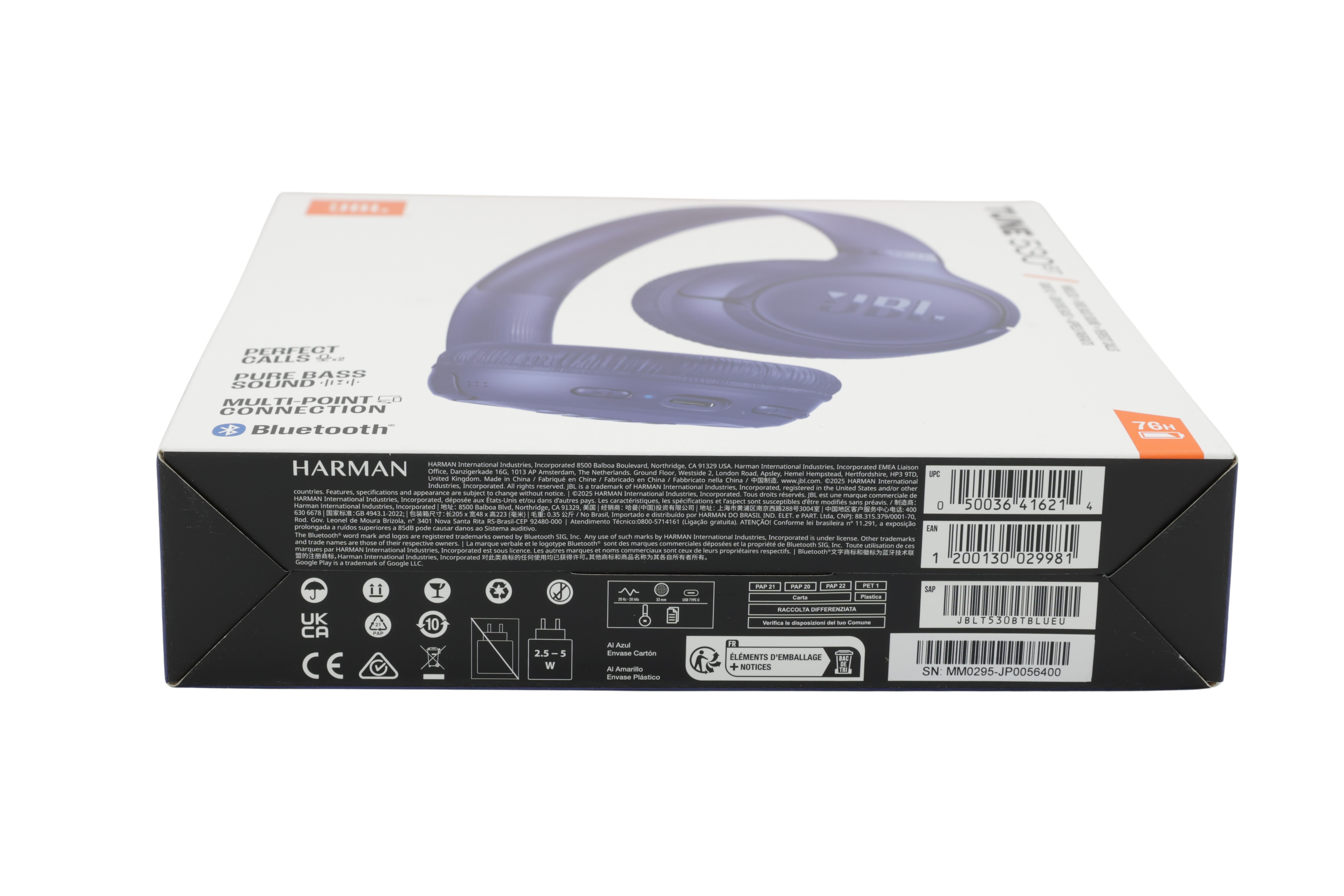 JBL JBLT530BTBLU Tune 530 BT On-Ear-hodetelefoner, blå
